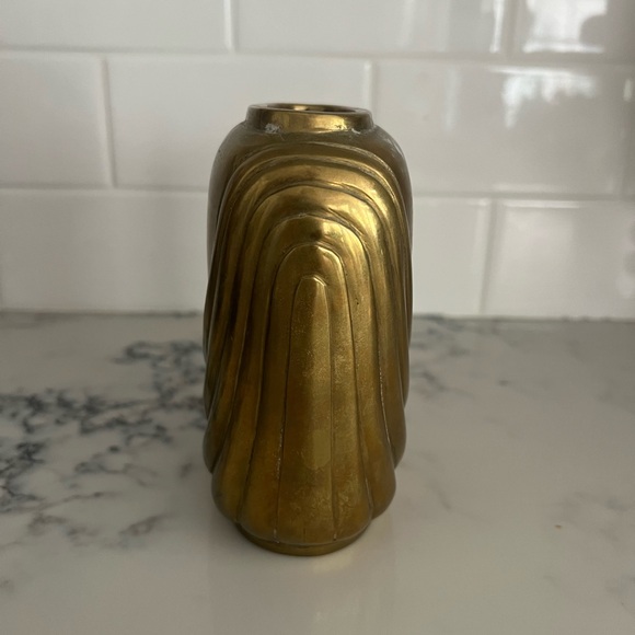 Vintage 1980 Dolbi Cashier Heavy Art Deco Brass Floral Container Vase - Picture 8 of 8